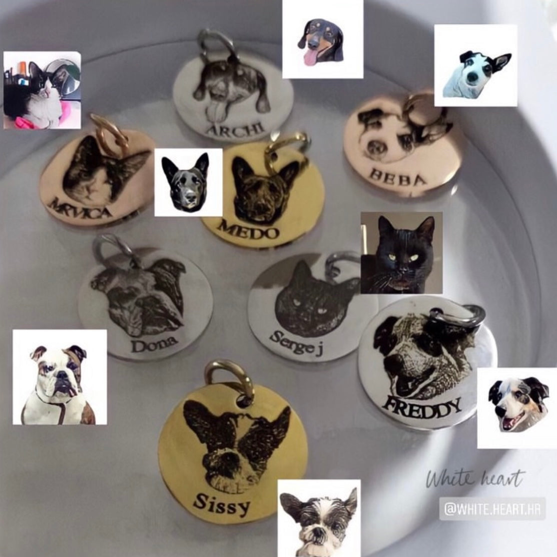 Actual pet portrait necklace stainless steel