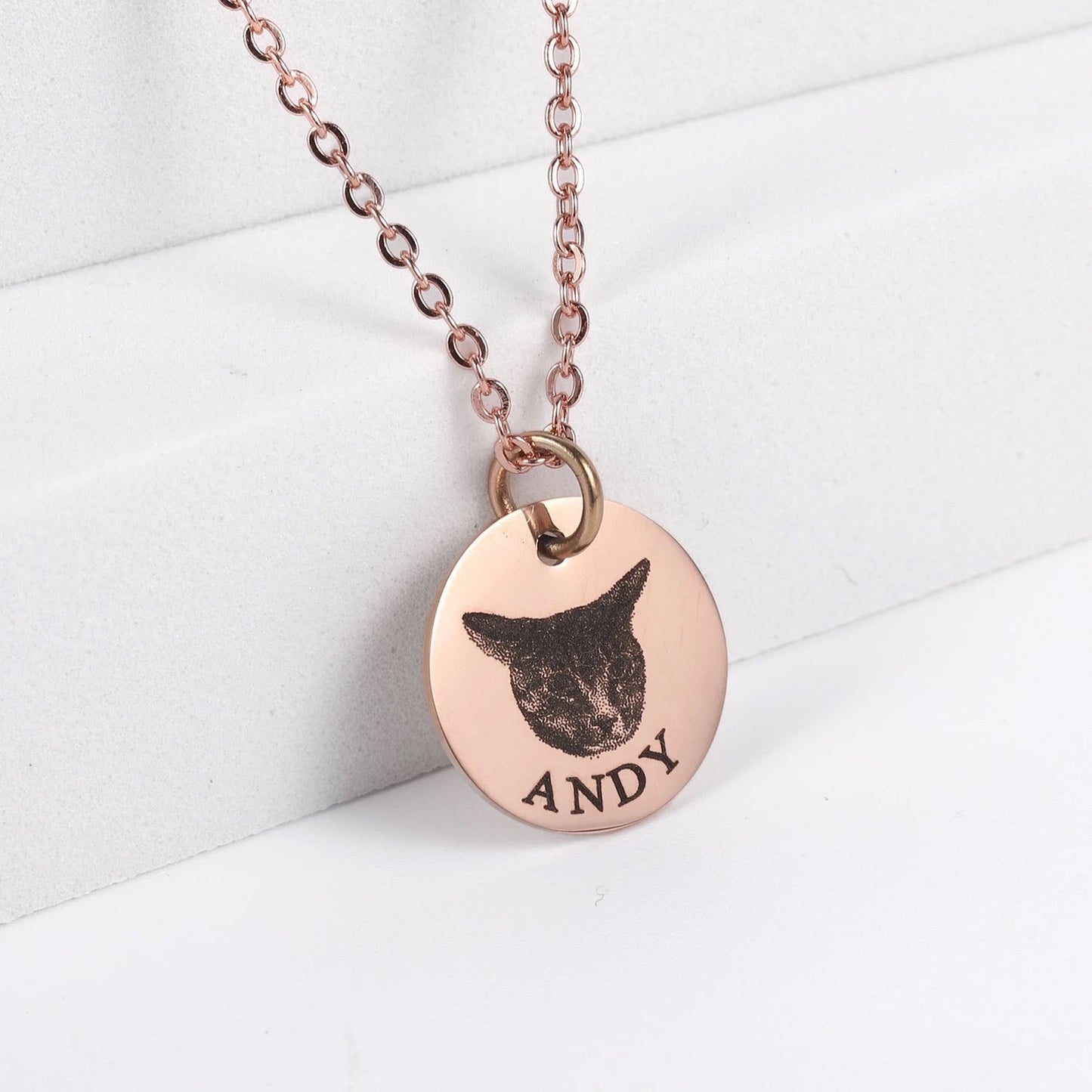 Actual pet portrait necklace stainless steel