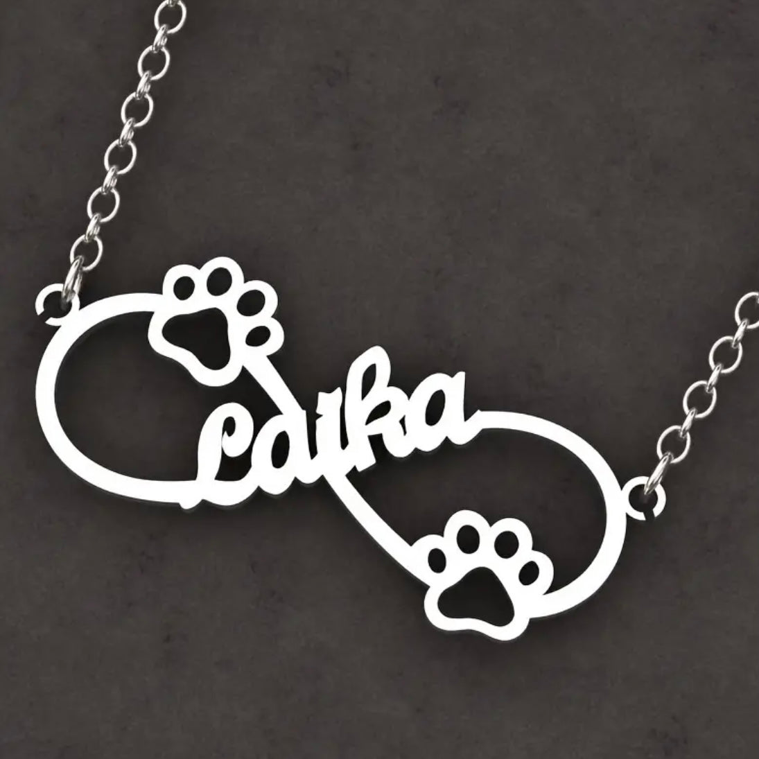 Infinity necklace with paws