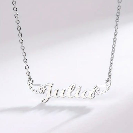 Personalized angel wings necklace