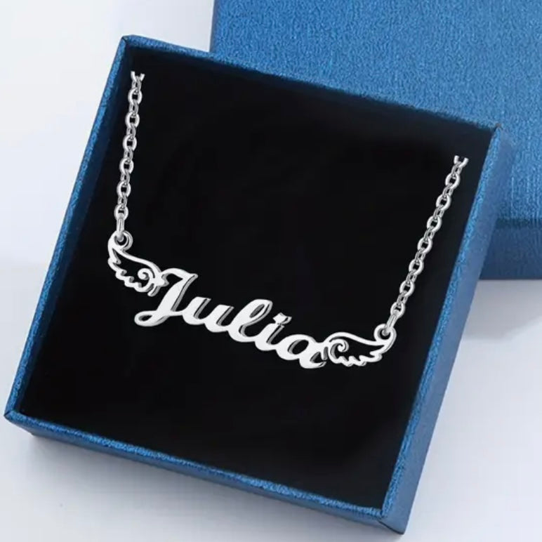 Personalized angel wings necklace
