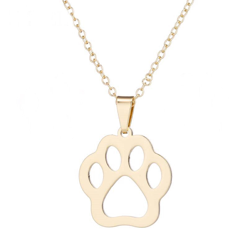 Paw necklace stainless steel / golden shade